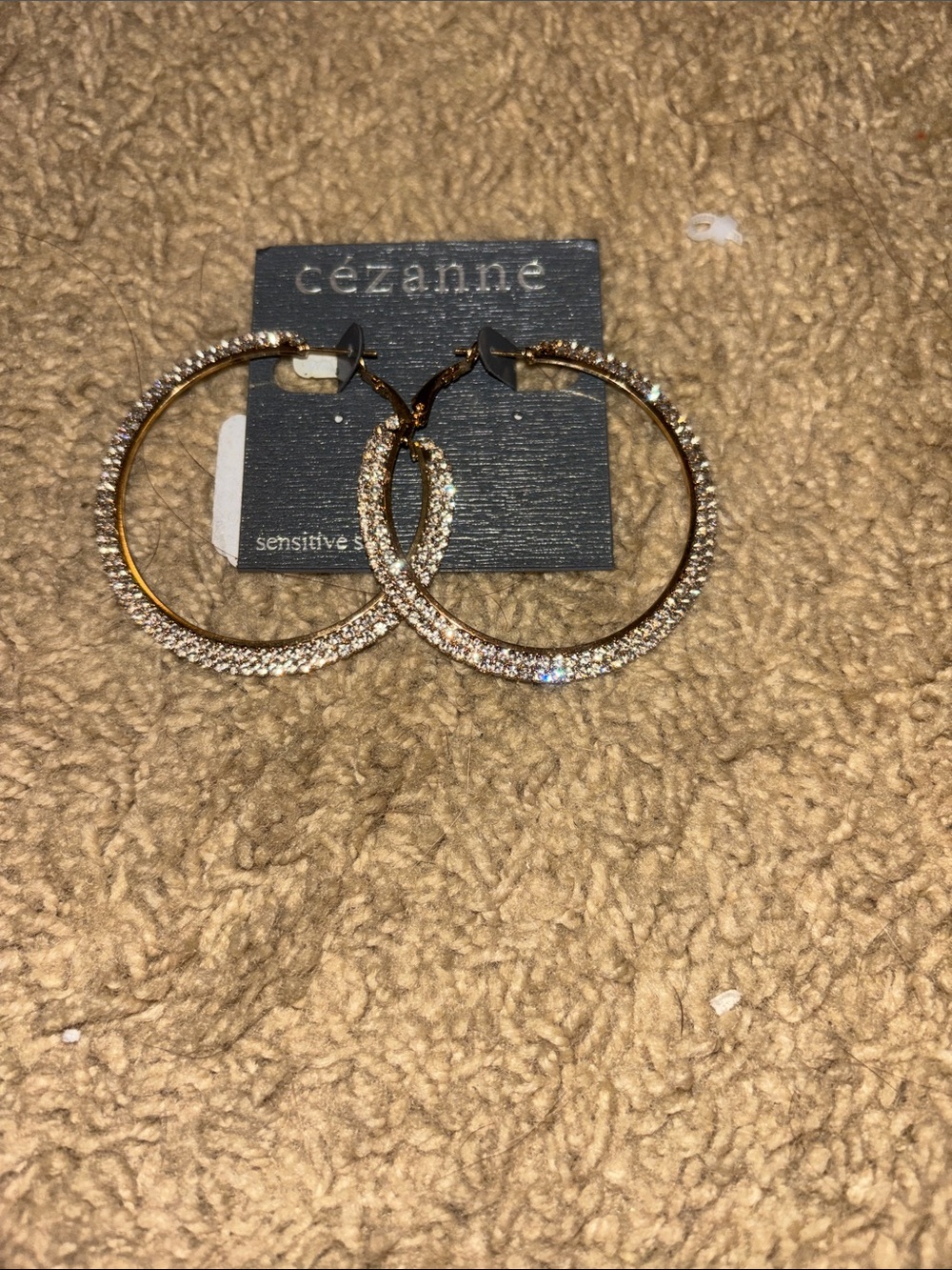 cezanne Gold Crystal-Accented Hoop Earrings